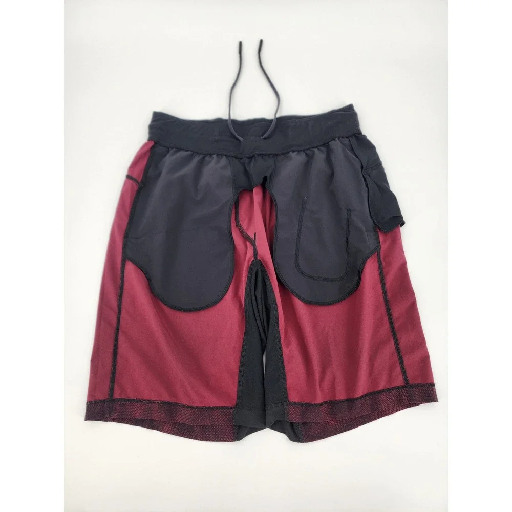 Lululemon‎ Mens Burgundy Black Textured Honeycomb Athletic Training Shorts 7in
